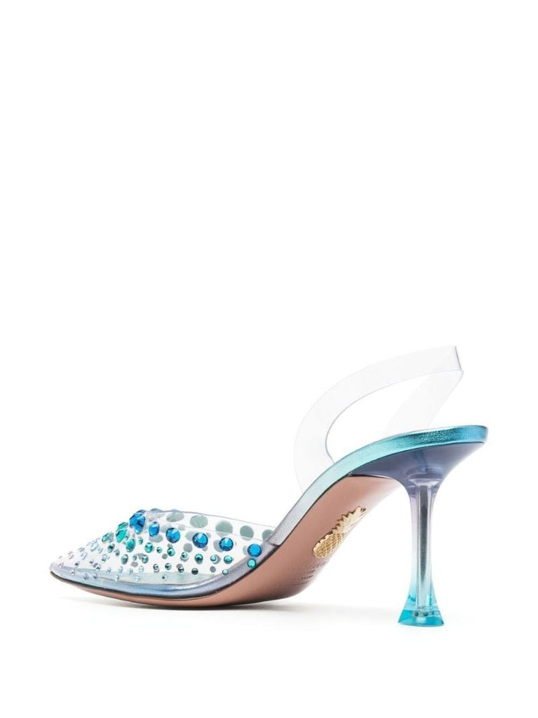 Blue Starburst 75 Leather Slingback Pumps