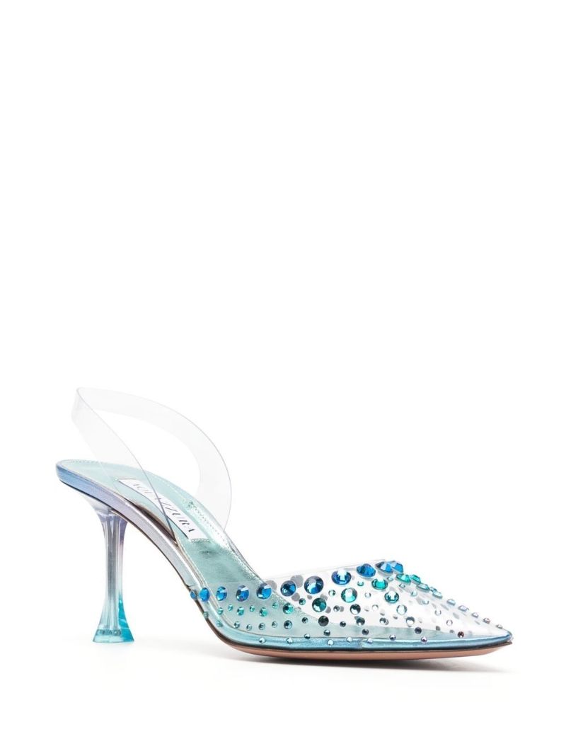 Blue Starburst 75 Leather Slingback Pumps