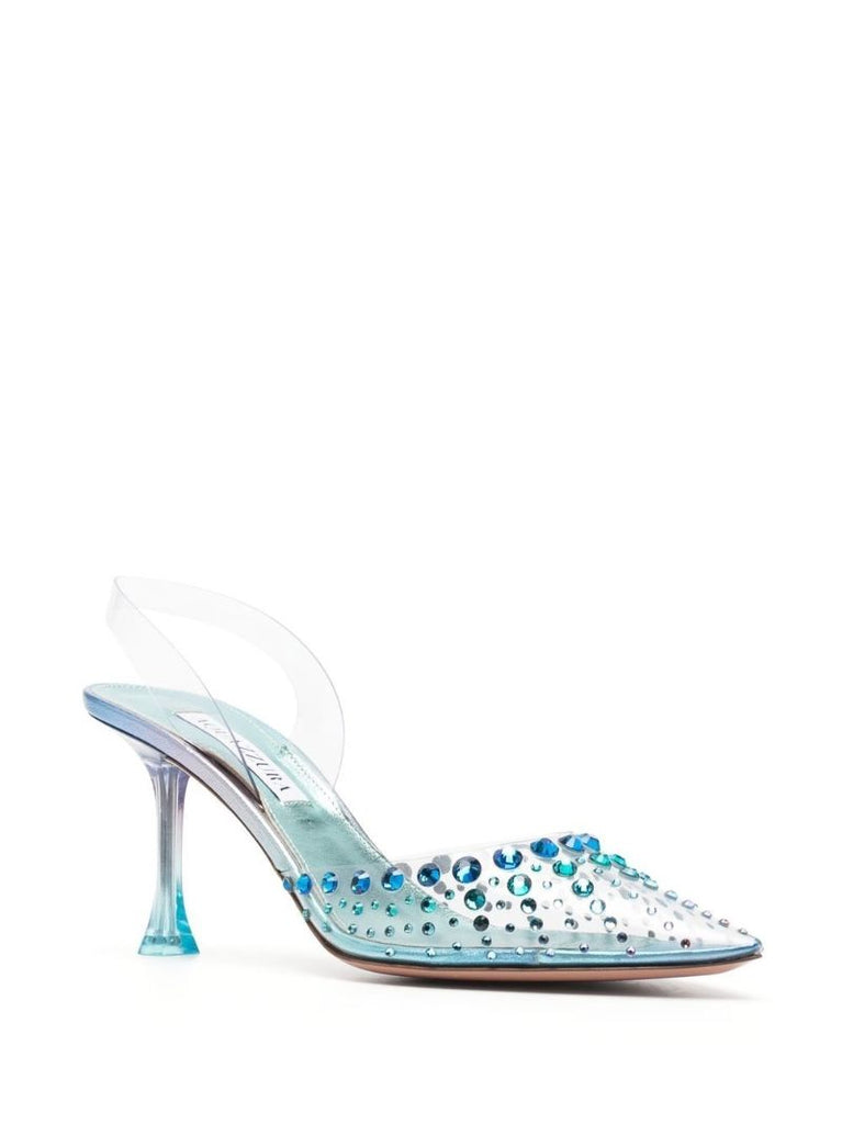 Blue Starburst 75 Leather Slingback Pumps