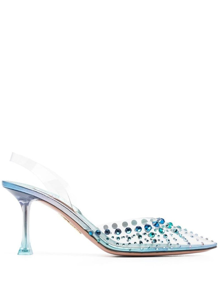 Blue Starburst 75 Leather Slingback Pumps