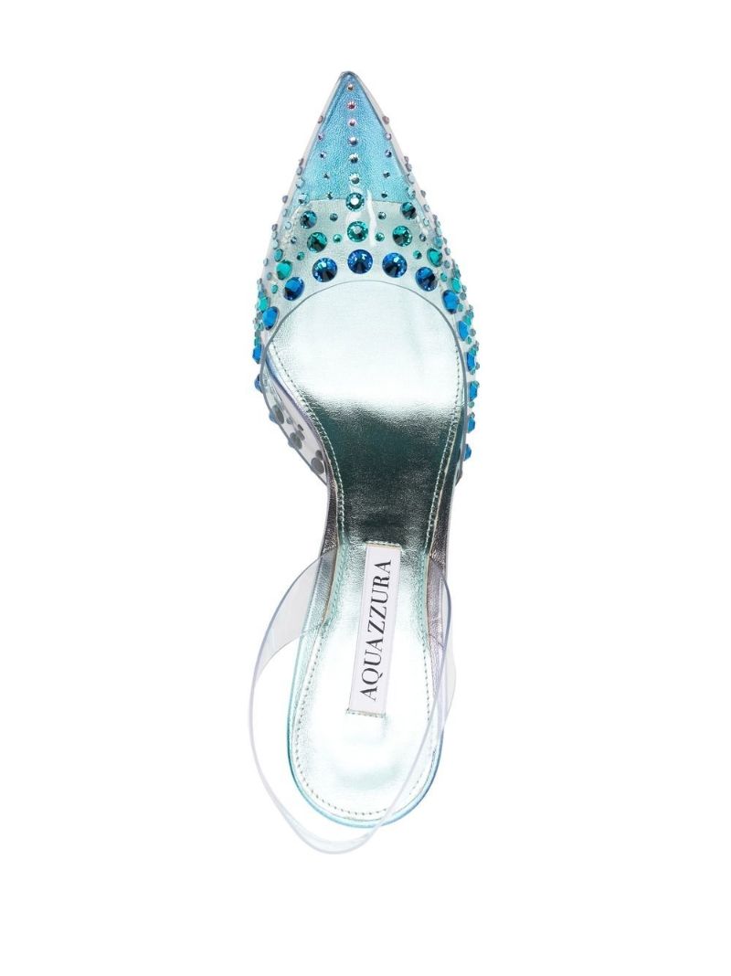 Blue Starburst 75 Leather Slingback Pumps