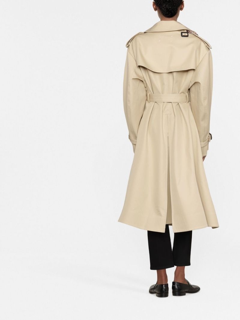 Neutral Double-breasted Cotton Trench Coat
