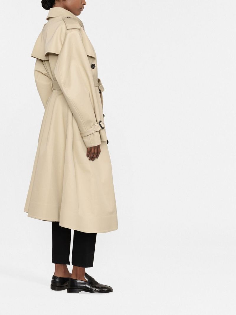 Neutral Double-breasted Cotton Trench Coat