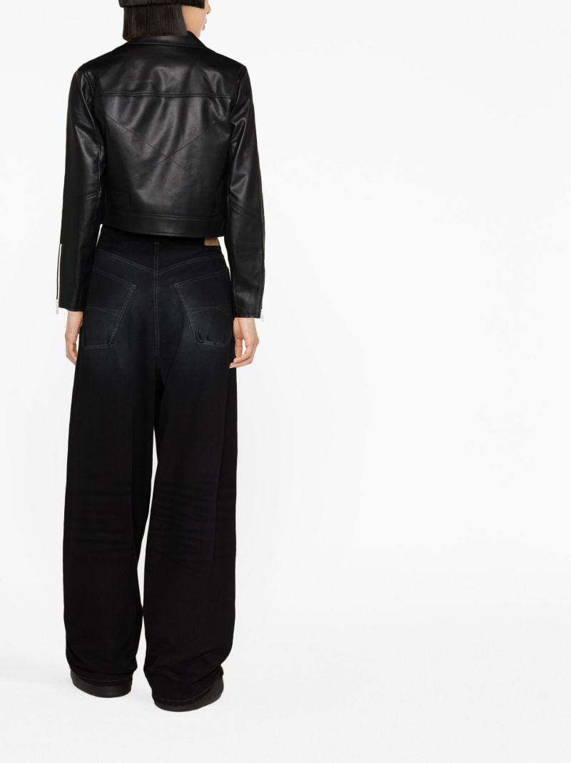 Black Vyner Cropped Leather Jacket