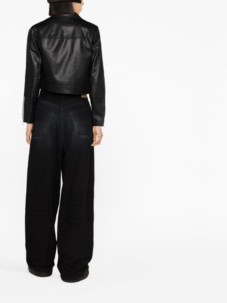 Black Vyner Cropped Leather Jacket