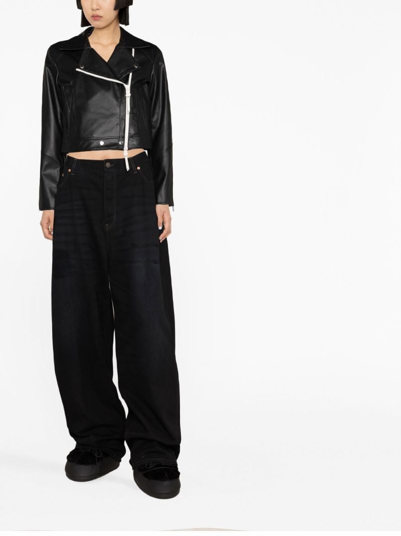 Black Vyner Cropped Leather Jacket