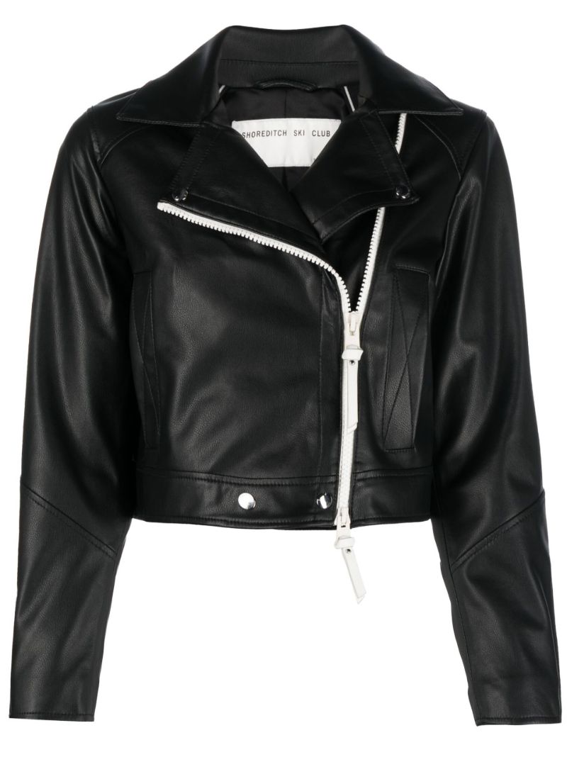 Black Vyner Cropped Leather Jacket