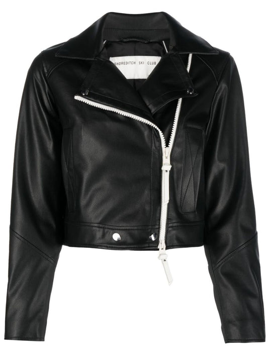 Black Vyner Cropped Leather Jacket