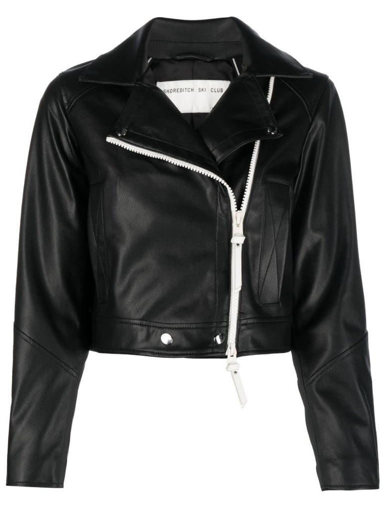 Black Vyner Cropped Leather Jacket