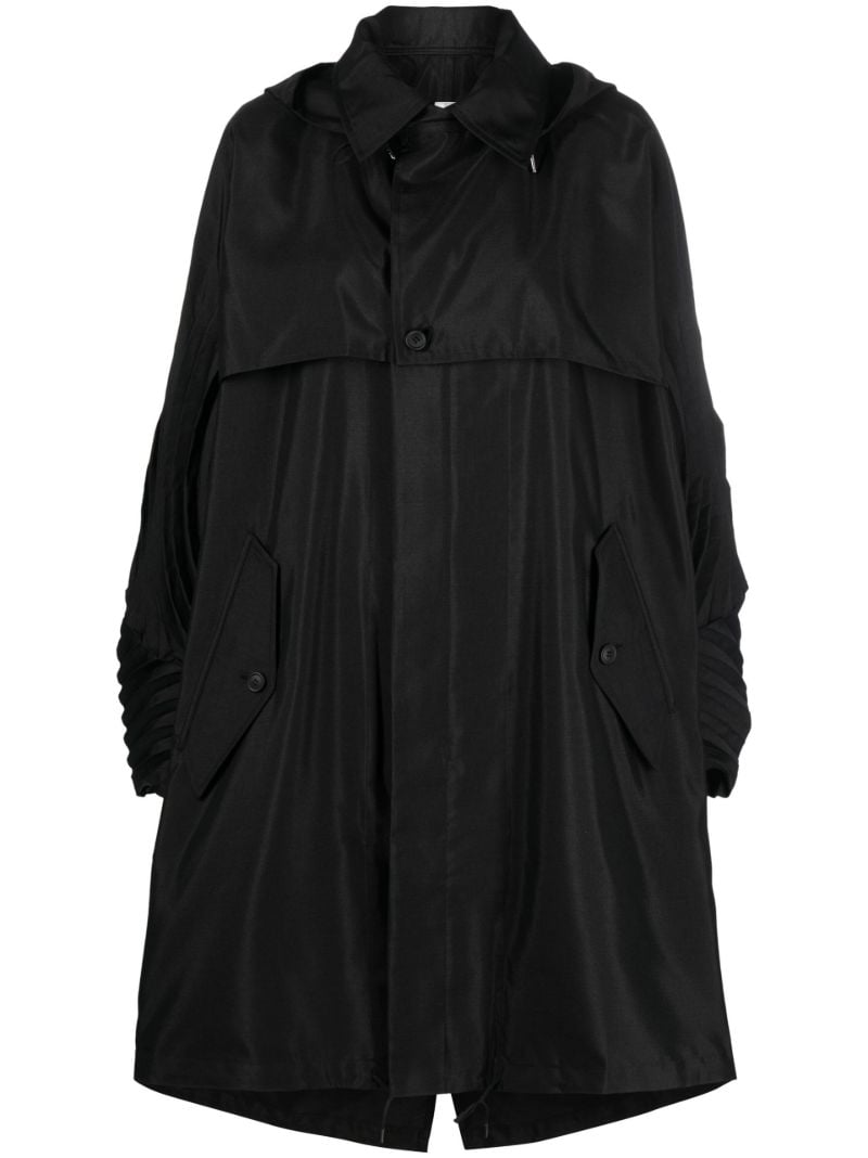 Black Pinnate Pleated Sleeve Coat