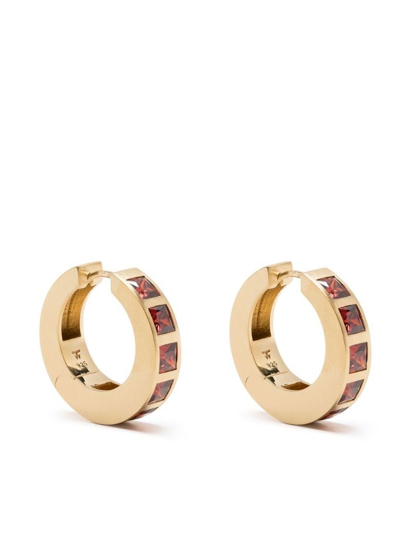 Gold-plated Arch Square Garnet Hoop Earrings