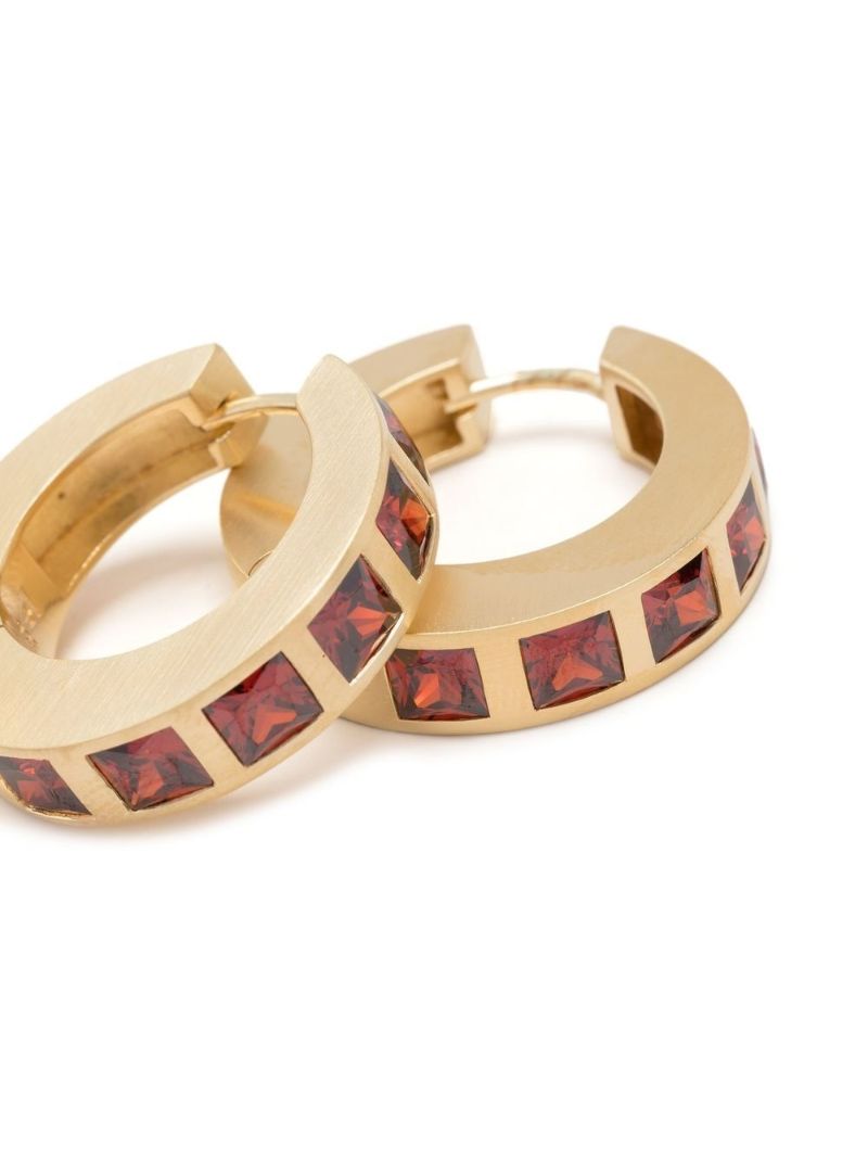 Gold-plated Arch Square Garnet Hoop Earrings