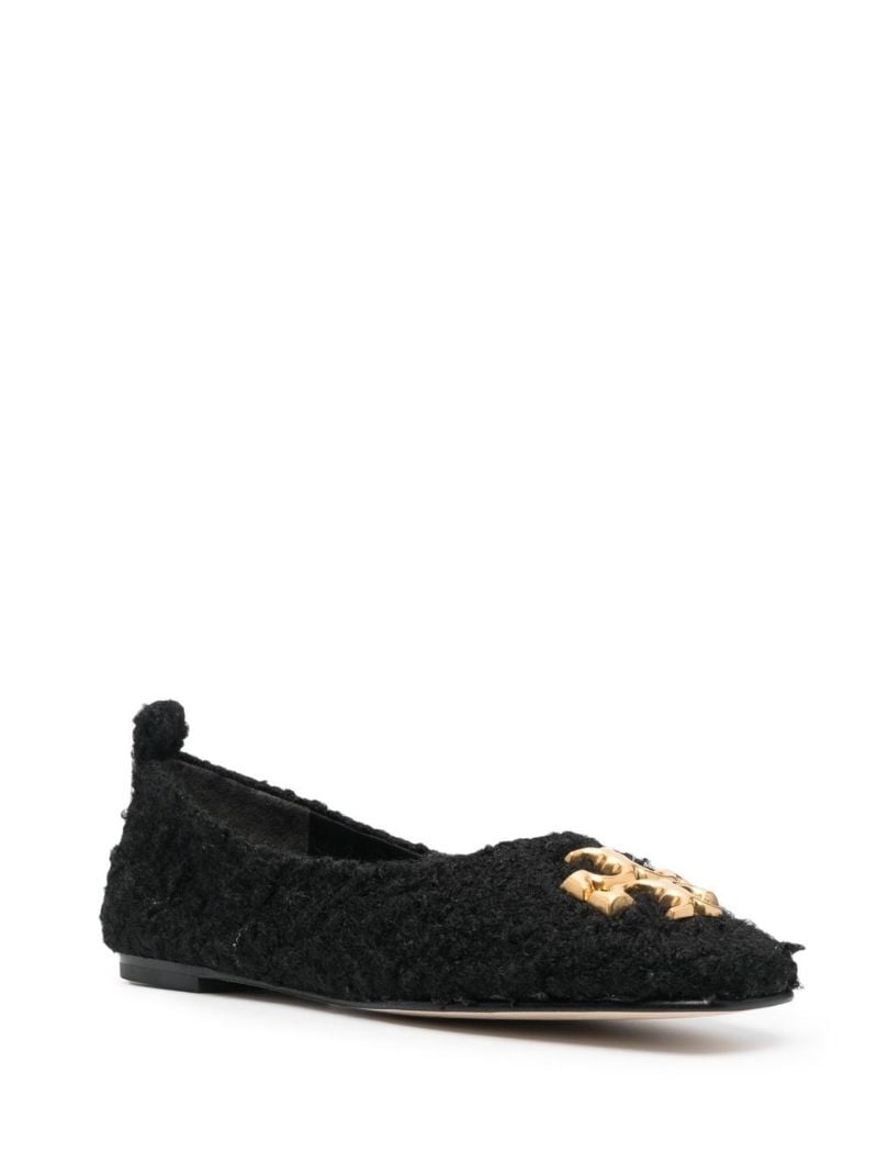 Black Eleanor Logo Ballerina Pumps