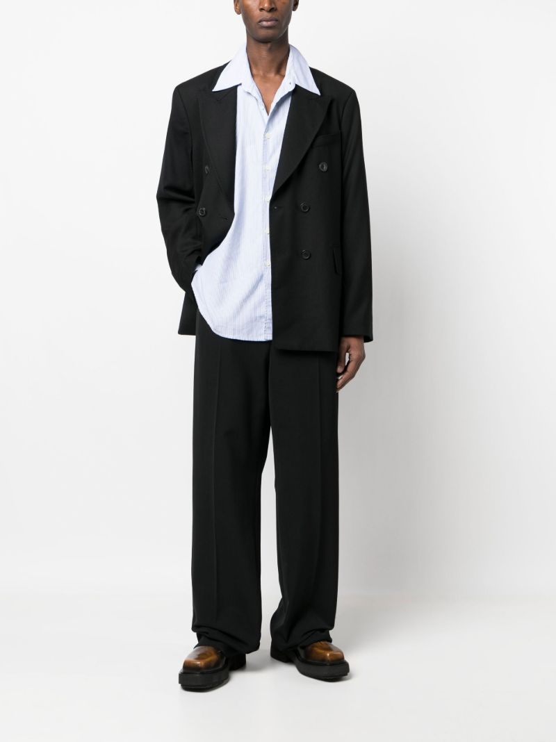 Black Unconstructed Double-breasted Blazer