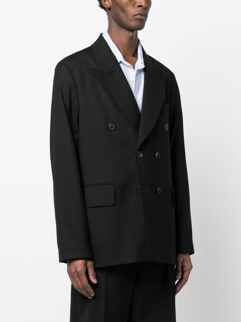 Black Unconstructed Double-breasted Blazer