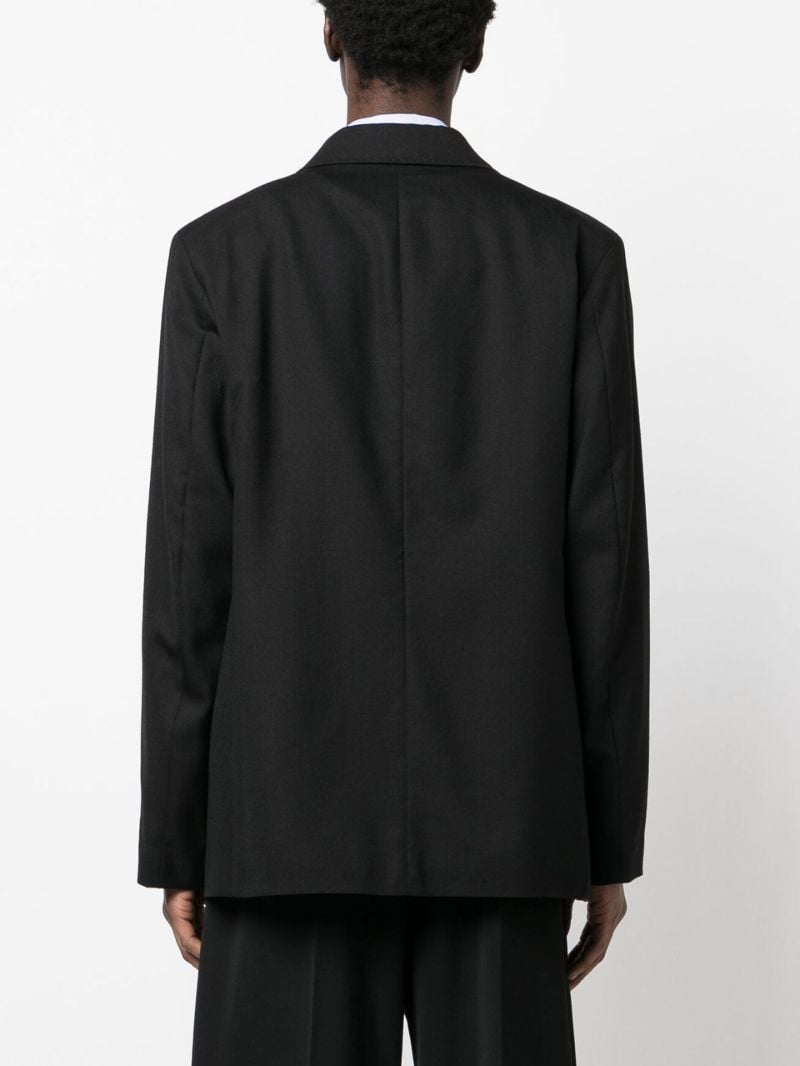 Black Unconstructed Double-breasted Blazer