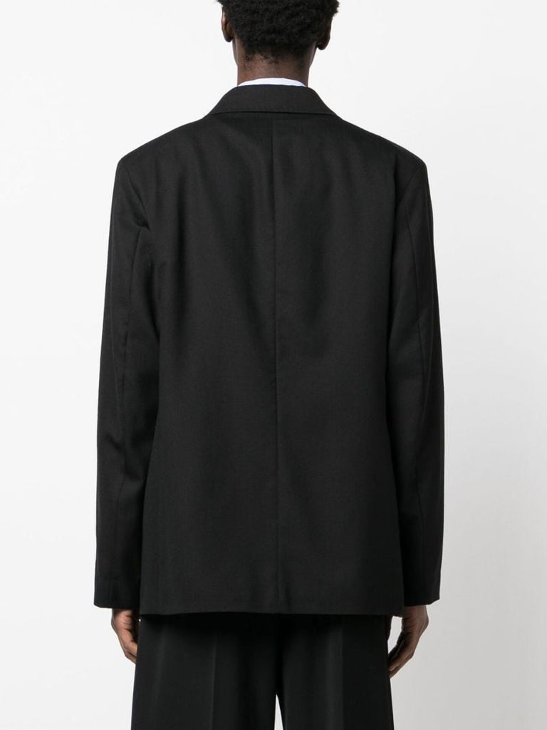 Black Unconstructed Double-breasted Blazer