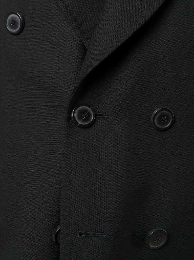 Black Unconstructed Double-breasted Blazer
