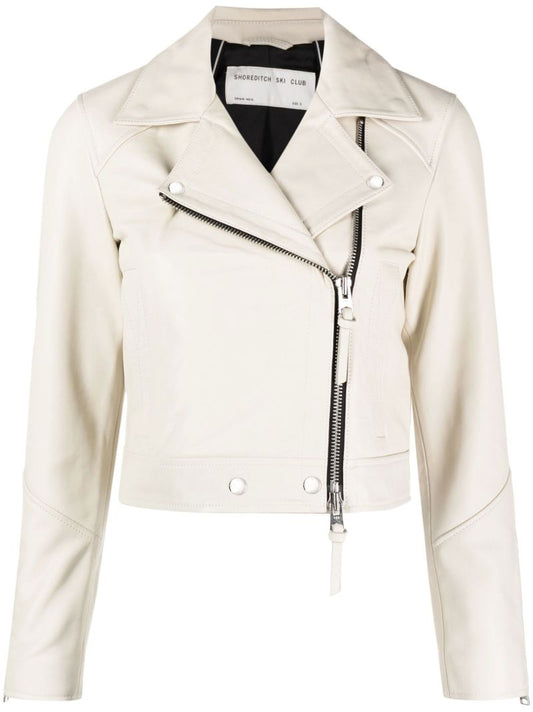 White Vyner Leather Biker Jacket