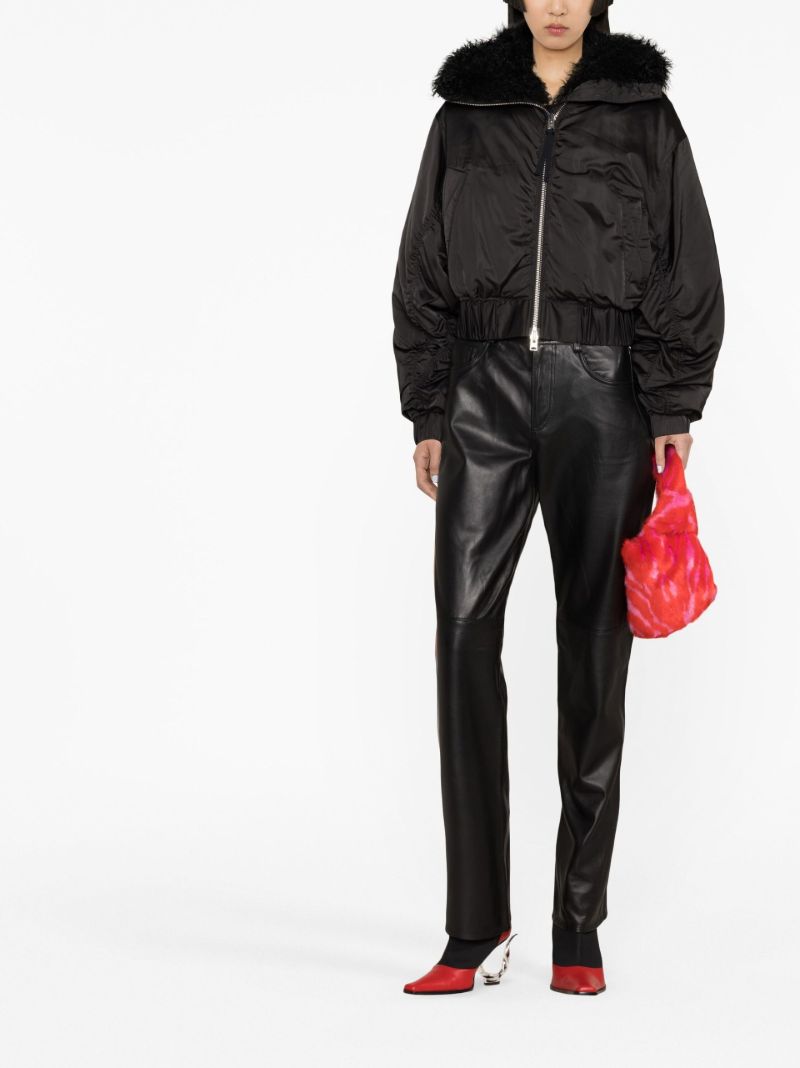 Black Amara Cropped Bomber Jacket