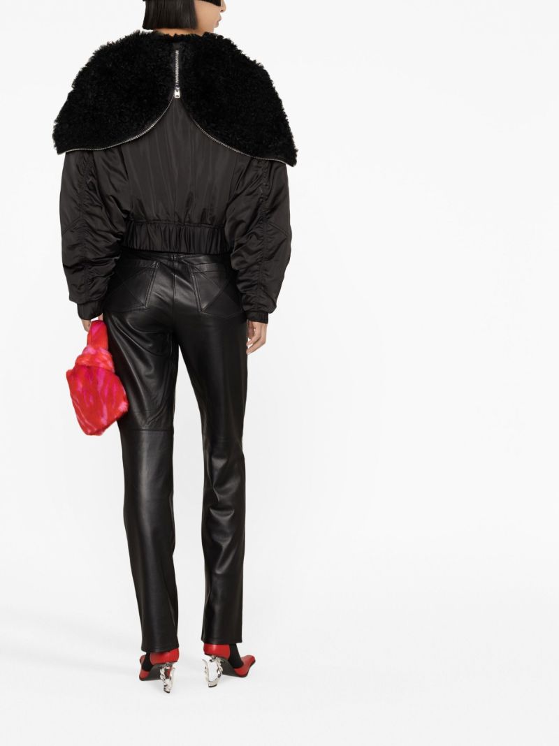 Black Amara Cropped Bomber Jacket