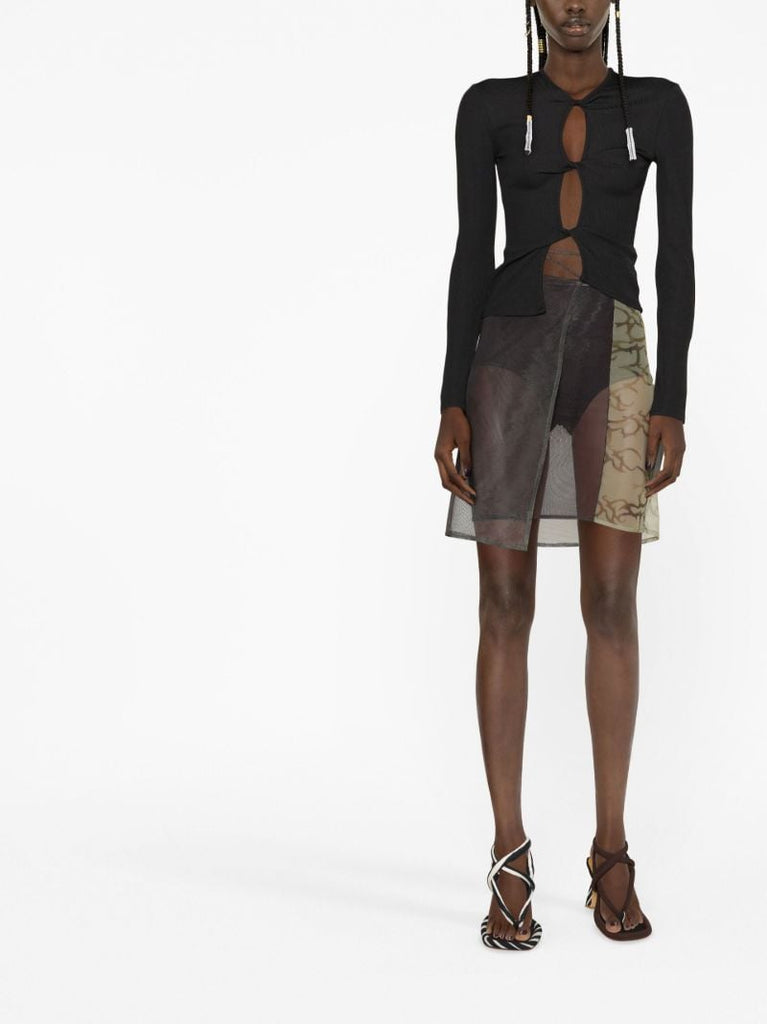 Brown Logo Print Mini Skirt
