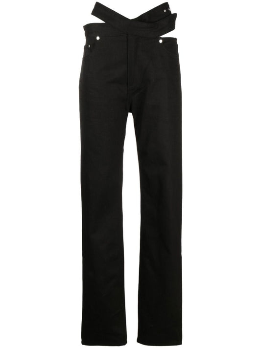 Black Cut-out Straight Leg Trousers