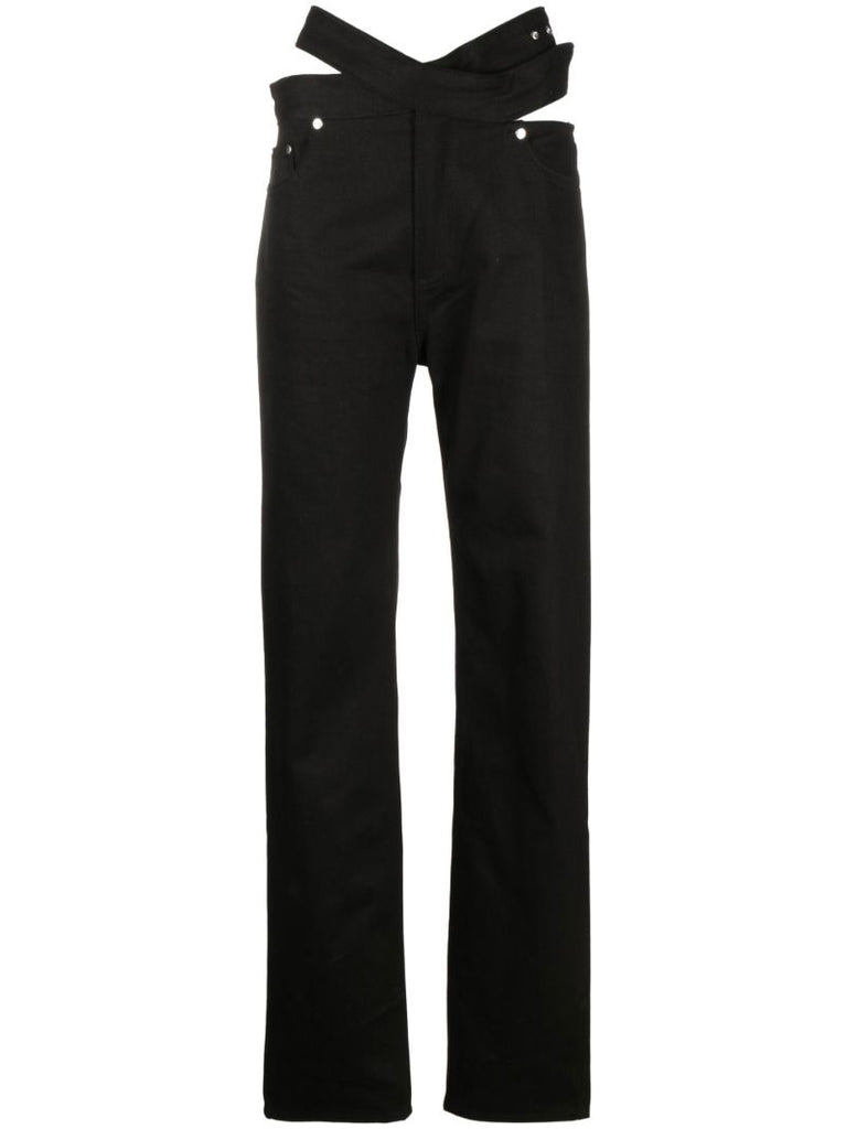 Black Cut-out Straight Leg Trousers