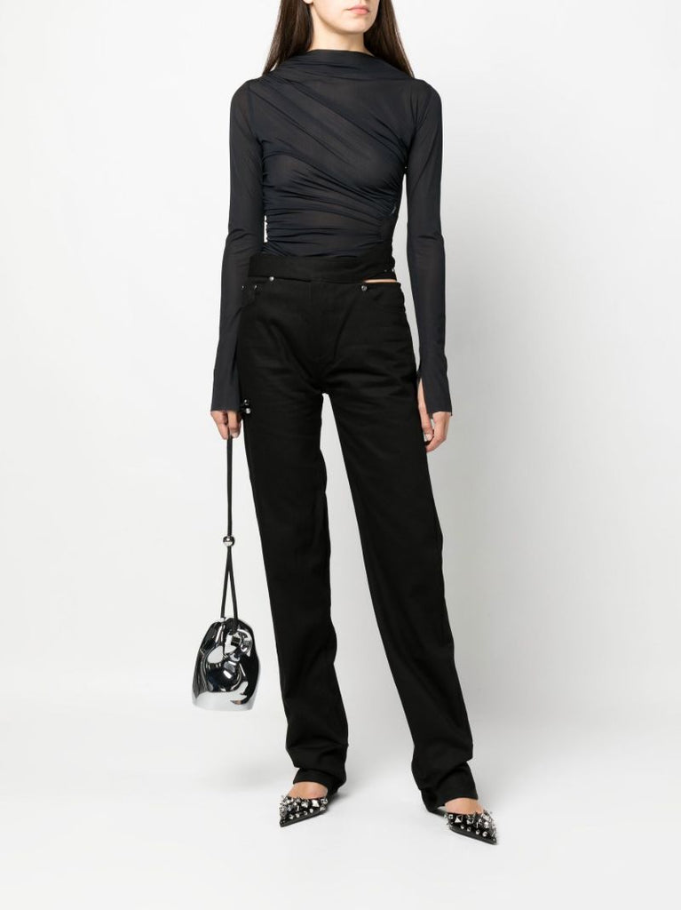 Black Cut-out Straight Leg Trousers