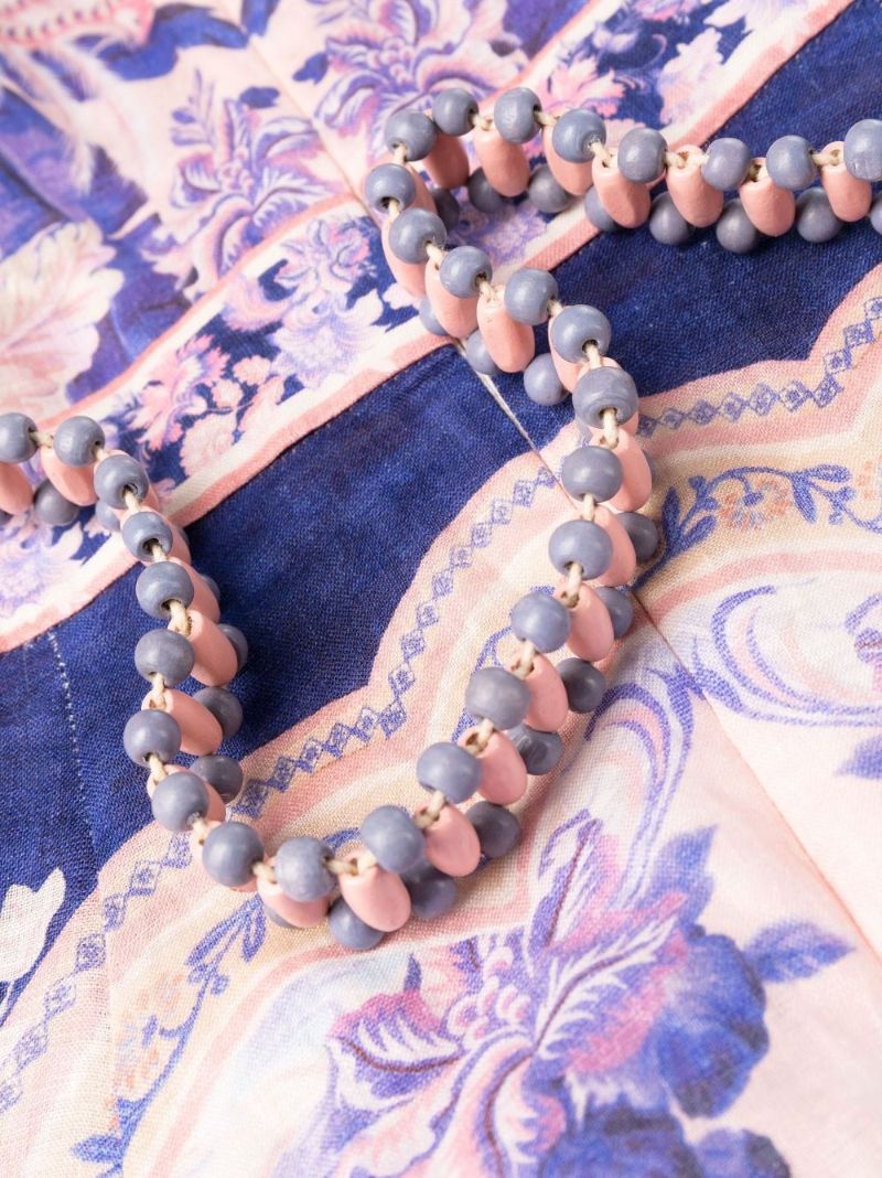 Purple Lyre Billow Sleeve Linen Midi Dress