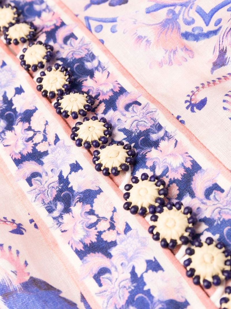 Purple Lyre Billow Sleeve Linen Midi Dress