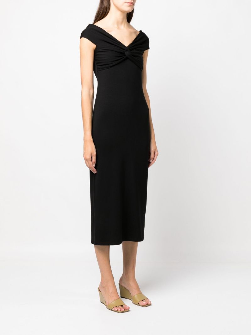 Black Off-the-shoulder Knotted Midi Dress