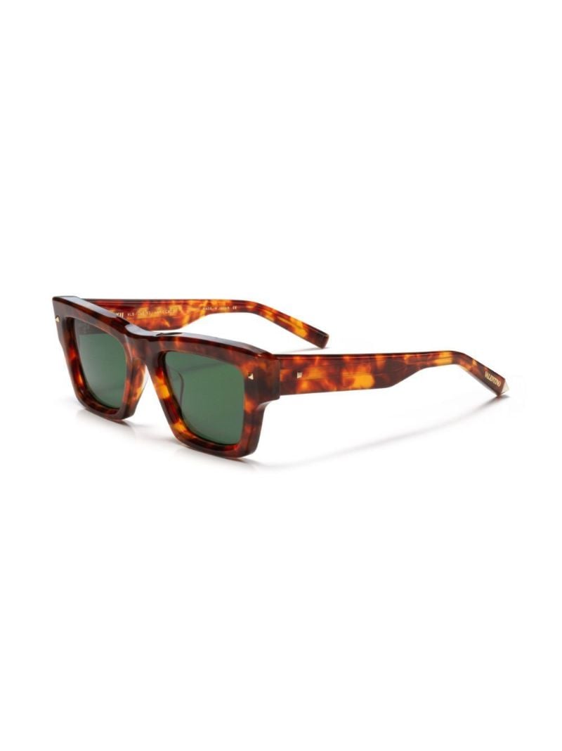 Brown Rockstud Square Frame Sunglasses