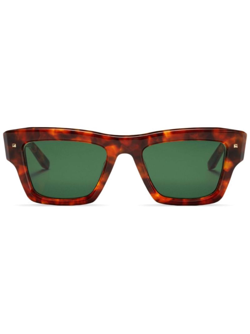 Brown Rockstud Square Frame Sunglasses