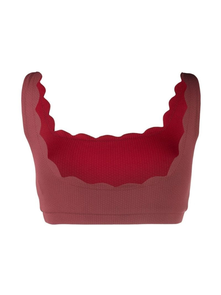Red Palm Springs Scalloped Bikini Top