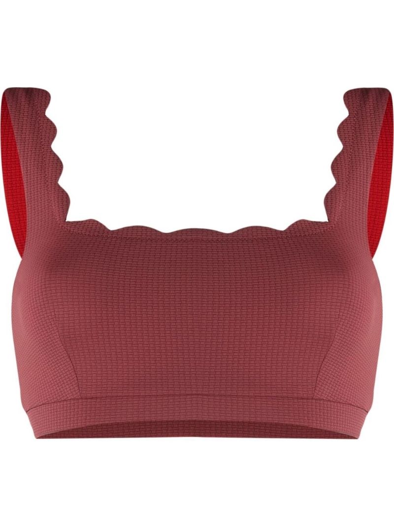 Red Palm Springs Scalloped Bikini Top