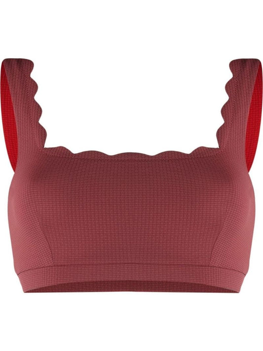 Red Palm Springs Scalloped Bikini Top
