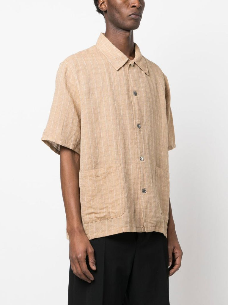 Beige Elder Checked Short-sleeve Shirt