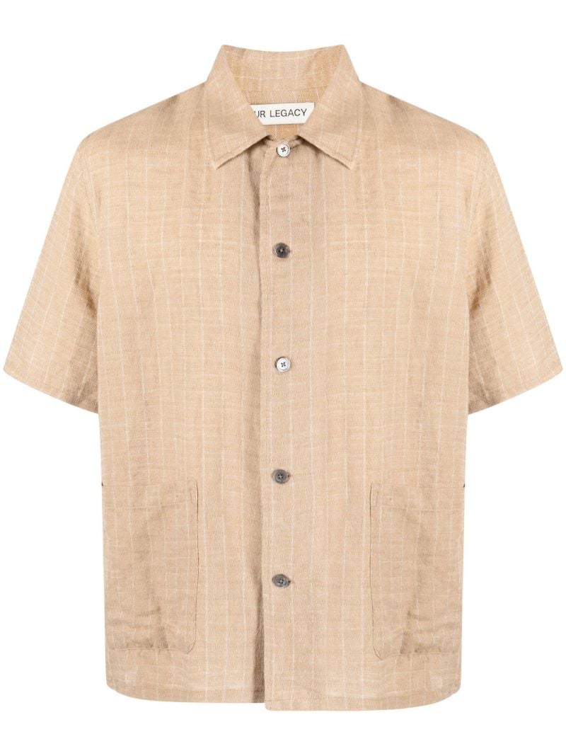 Beige Elder Checked Short-sleeve Shirt