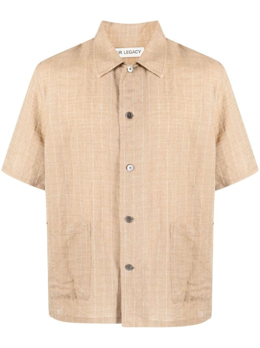 Beige Elder Checked Short-sleeve Shirt
