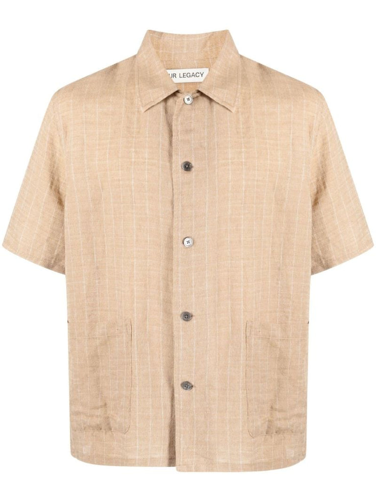 Beige Elder Checked Short-sleeve Shirt