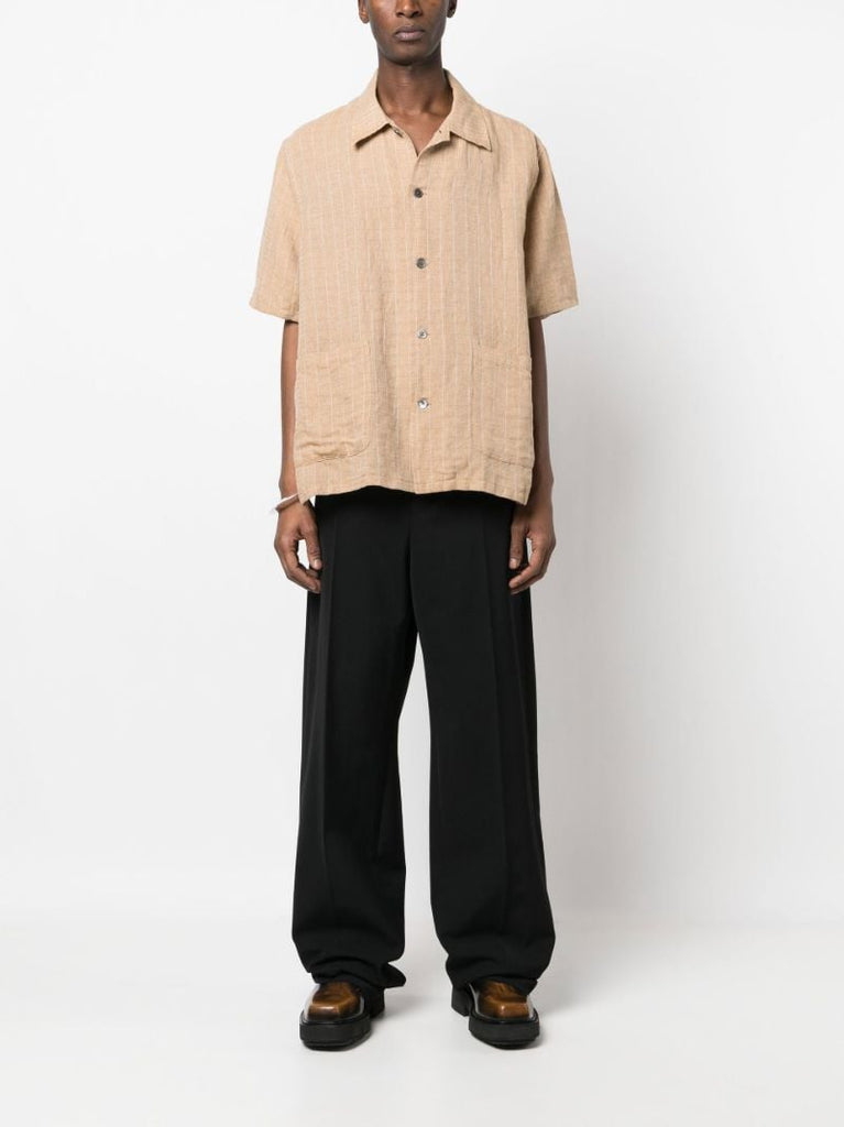 Beige Elder Checked Short-sleeve Shirt