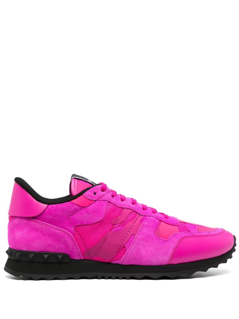 Pink Rockrunner Camouflage Leather Sneakers