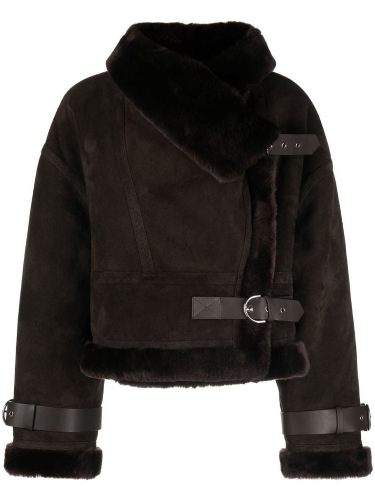 Brown Darling Cropped Shearling Jacket