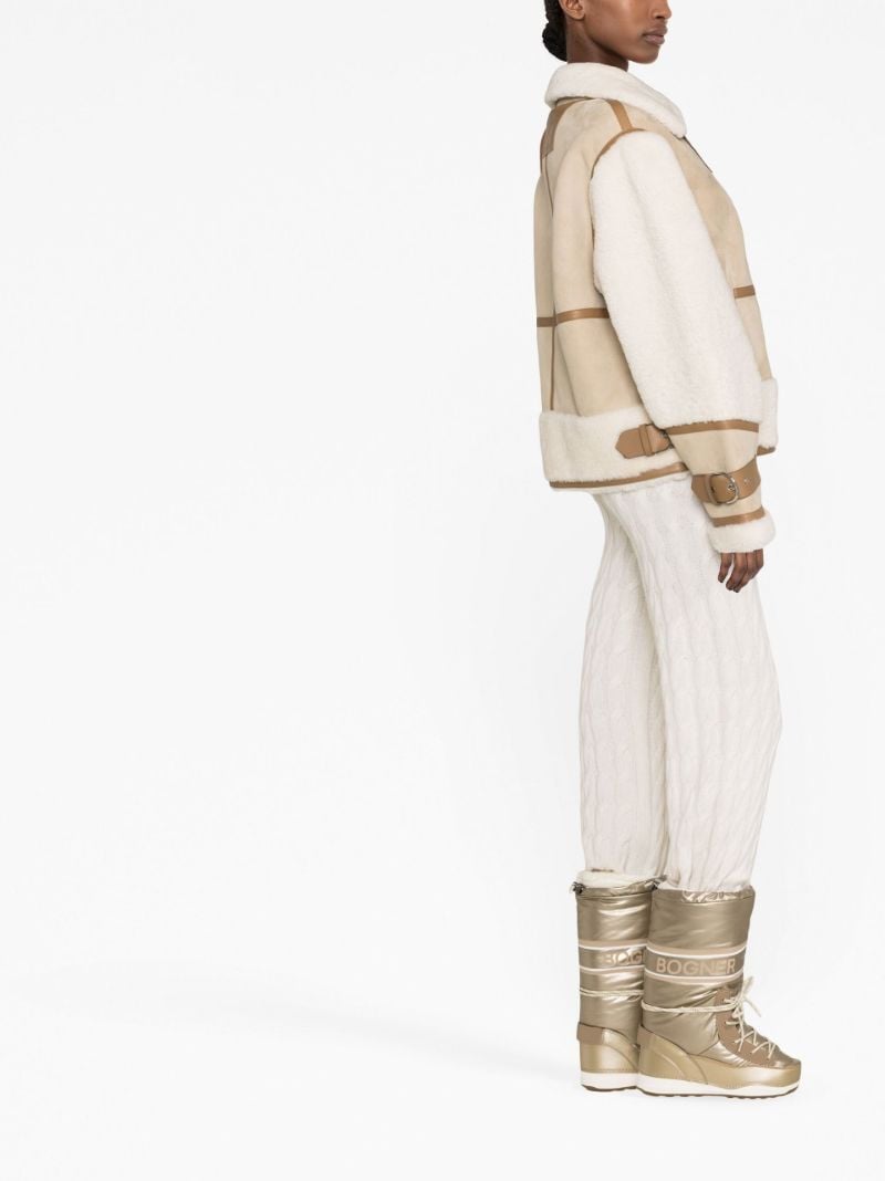 Neutral Celeste Shearling Leather Biker Jacket