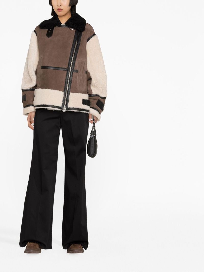 Brown Celeste Shearling Leather Biker Jacket