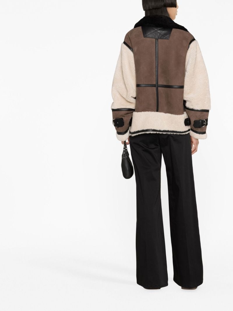 Brown Celeste Shearling Leather Biker Jacket