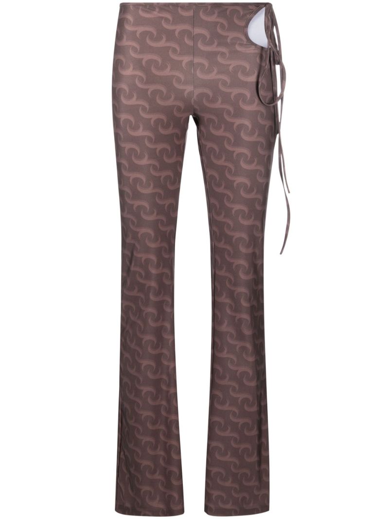 Brown Logo Print Flared Trousers