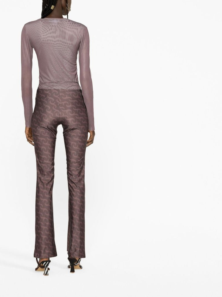 Brown Logo Print Flared Trousers
