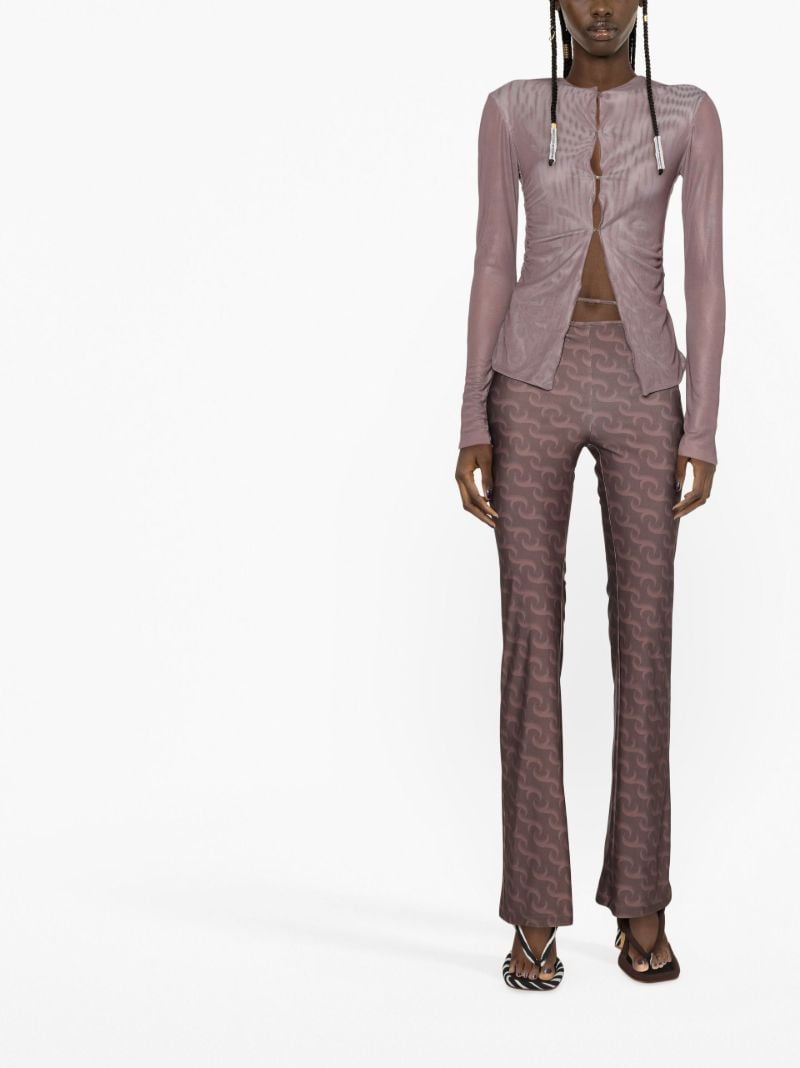 Brown Logo Print Flared Trousers